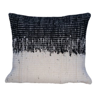 Contemporary Handmade Black and White Cotton Throw Pillow With Down Insert For Sale