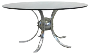 Vintage Chrome & Smoked Glass Table, 1960s
