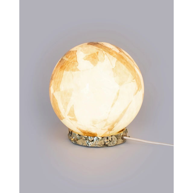 Stories of Italy Aquamarine Nougat Crown Globe Lamp with Cast Brass Base For Sale - Image 4 of 4