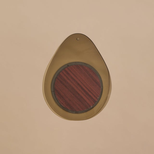 Mid-Century Modern Italian Bronze Teardrop-Shaped Wall Mirror, 1960s For Sale - Image 3 of 7