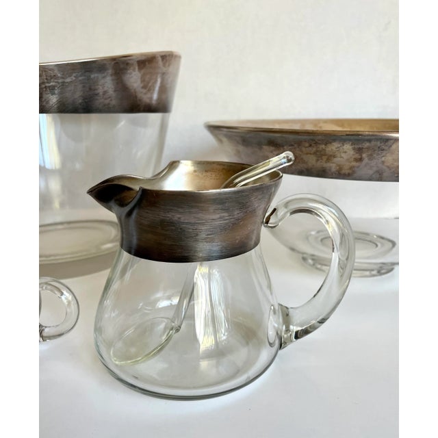 Mid-Century Modern 1950's Dorothy Thorpe Silver Band Glass Serving Set For Sale - Image 3 of 8
