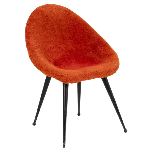 Egg-Shaped Armchair in Black Lacquered Metal, 1950s For Sale