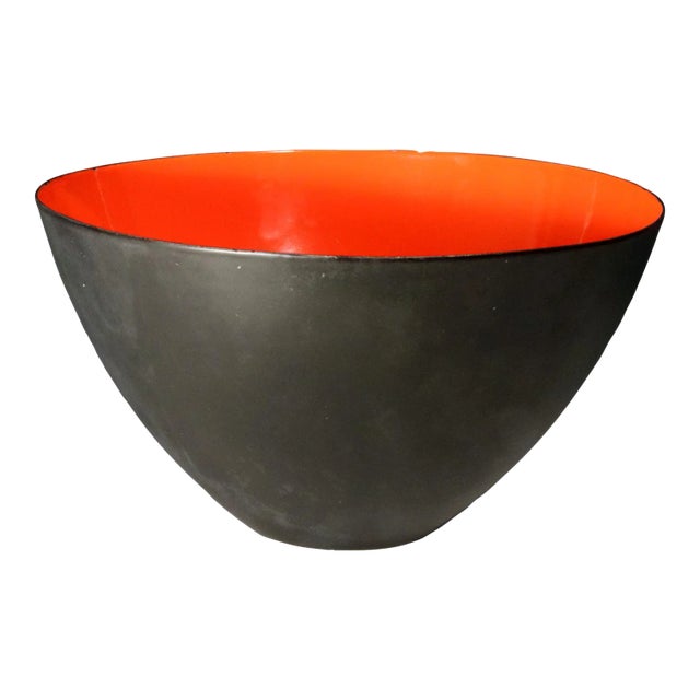 Modernist Kranit Bowl in Black Steel and Red Enamel, by Herbert Krenchel for Torben Ørskov & Co. For Sale