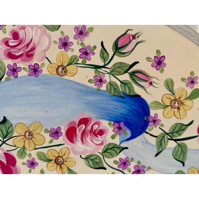 Vintage 1993 Signed Hand Painted Floral Twin Headboards- A Pair For Sale - Image 9 of 11