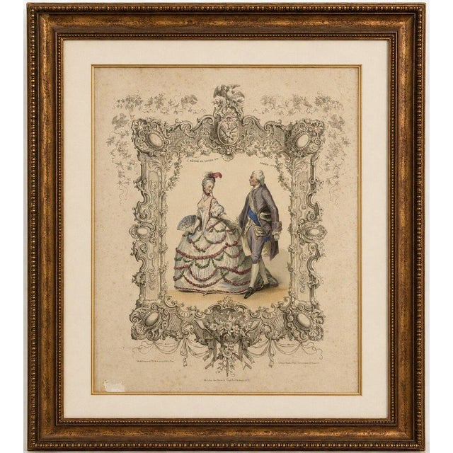 Rococo Louis XV & Madame De Pompadour Rococo Court Costume, 1847, Lithograph For Sale - Image 3 of 10