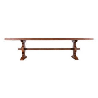 Country French Provincial Oak Farmhouse Trestle Dining Table 10 Ft For Sale