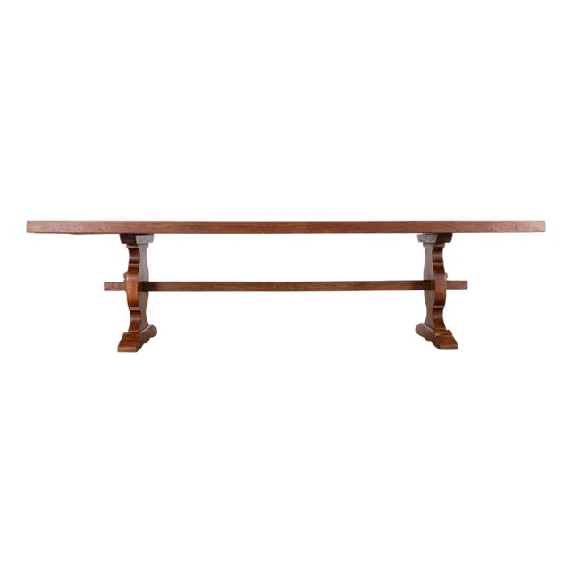 Country French Provincial Oak Farmhouse Trestle Dining Table 10 Ft For Sale
