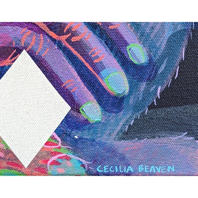Cecilia Beaven Contemporary Abstract Pink and Blue Toned Biomorphic Rabbit Figure Painting, 2021 For Sale - Image 10 of 12