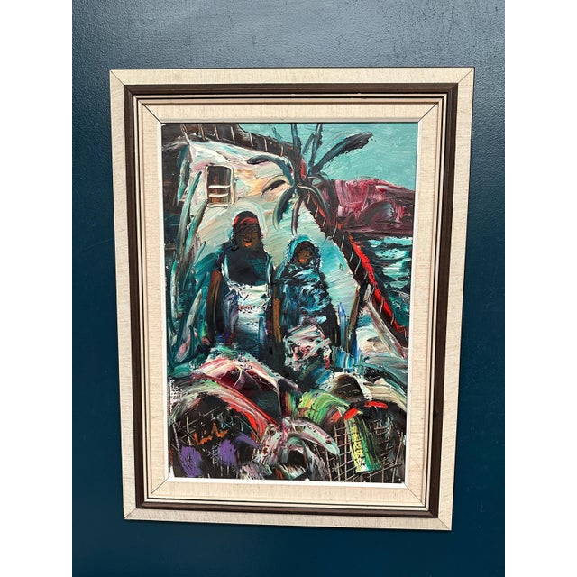 Eric Lo, Villagers II, 1950s, Oil on Canvas, Framed For Sale - Image 10 of 10
