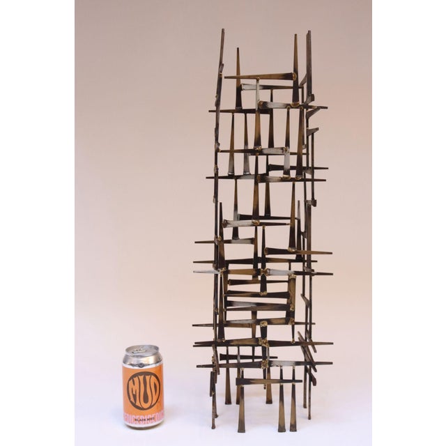 Metal Vintage Brutalist Abstract Freestanding Metal Nail Art Sculpture For Sale - Image 7 of 12