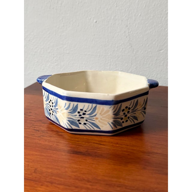 Authentic Hand-Painted Henriot Quimper French Faience Octagonal Double-Handled Dish – Signed, Circa Mid-20th Century For Sale - Image 9 of 12