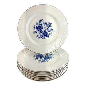 Vintage Mid Century Enoch Wedgwood “Royal Blue Ironstone” Plates, Set of 8