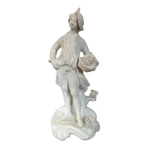 18th Century English Staffordshire White Salt Glaze Figure of a Gardener or Dandy