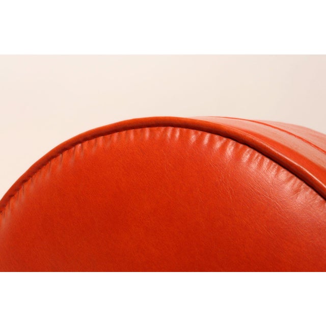 Mid-Century Modern Orange Pouf / Foot Stool / Ottoman For Sale - Image 12 of 16