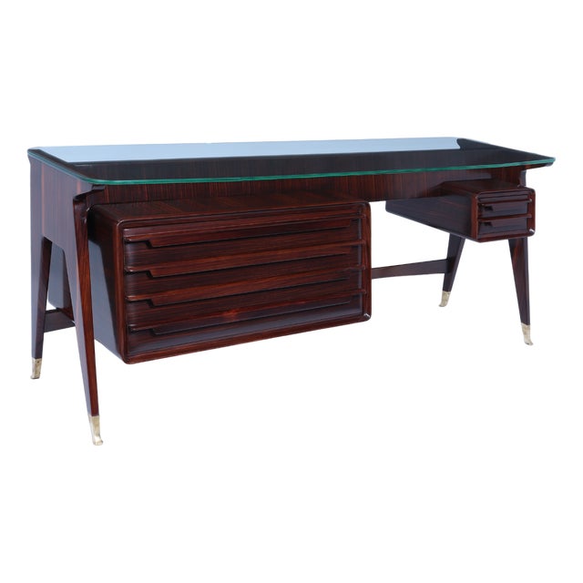 Mid-Century Italian Desk in Macassar Ebony by Dassi, 1950 For Sale