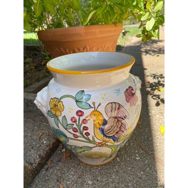 Mid-Late 20th Century Vintage Italian Majolica Cachepot Planter, Deruta Style For Sale - Image 15 of 18