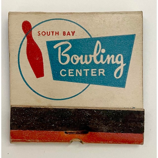Vintage South Bay Bowling Center of Redondo Beach CA matchbook. 3 dimensional matchbook is mounted inside a black...