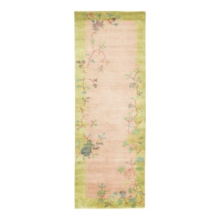 Contemporary Chinese Deco Style Floral Wool Polychromatic Runner by Rug & Kilim, India For Sale