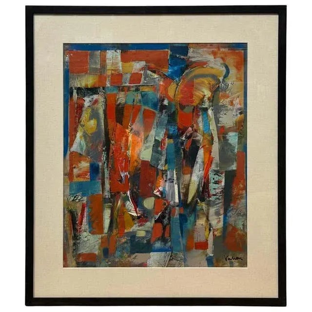 Colourful Red, Blue and Yellow Abstract Painting by Vahan Yervadyan For Sale - Image 12 of 12