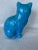 Chinese Vintage Chinese Blue Ceramic Cat For Sale - Image 3 of 9
