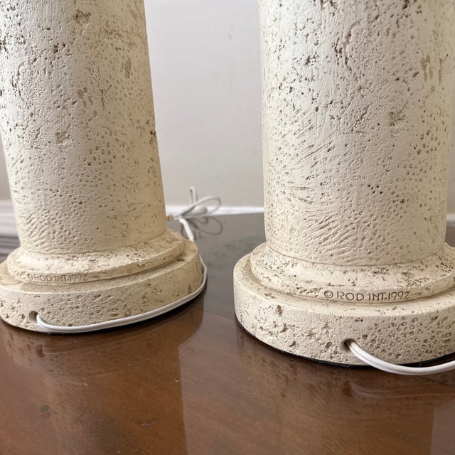 White Vintage Costal Faux Coral Stone Table Lamps - A Pair For Sale - Image 8 of 9