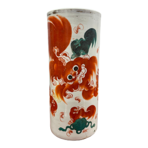 Antique Chinese Porcelain Foo Lions Brush Vase
