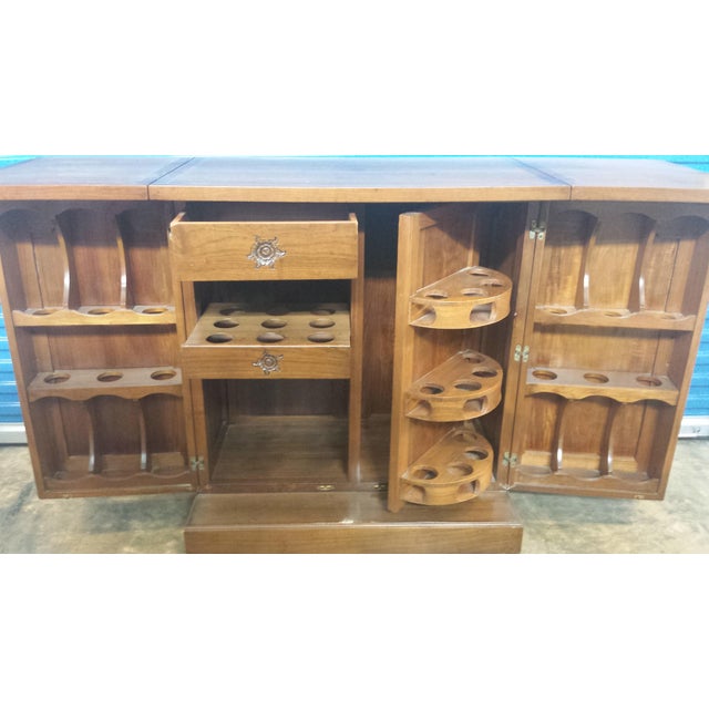 Vintage Expandable Hand Carved Teak Bar Chairish