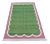 Handmade Cotton Forest Green, Cream and Raspberry Pink Washed Border Scalloped Rug - 4'x6' For Sale