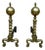 18th American Chippendale Style Brass Cannonball Andiron Firedog with Log Stops For Sale