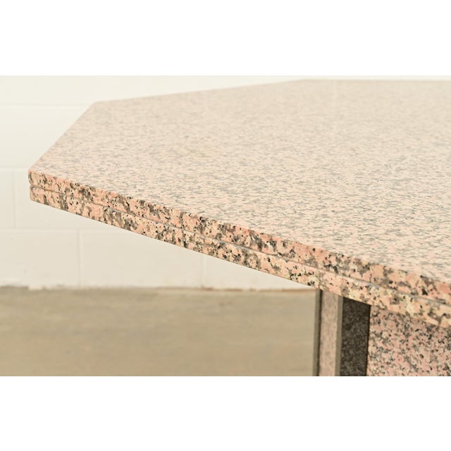 Modern Italian Granite and Marble Pedestal Dining Table in the Manner of Ello, Circa 1980s For Sale In South Bend - Image 6 of 11