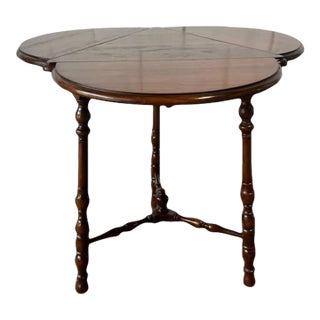 Antique Walnut Folding Top Cricket Side Table by Ferguson F.B.M.Co Hoboken Nj For Sale