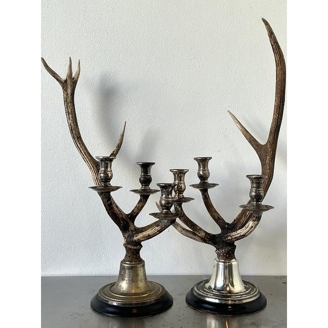 Vintage Natural Deer Antler Candlesticks - A Pair For Sale In West Palm - Image 6 of 12