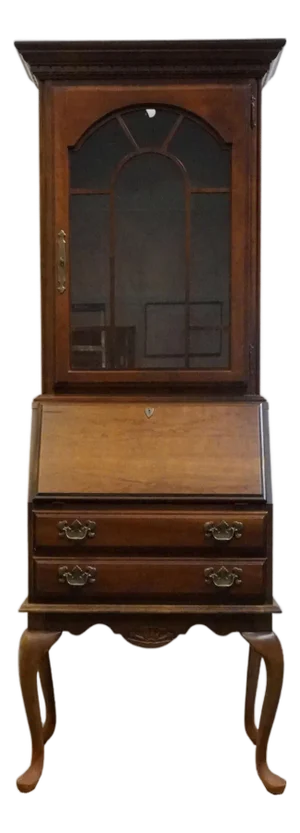 American Drew Solid Cherry Traditional Queen Anne 26" Secretary Desk W. Lighted Display Hutch 77-478 / 77-479