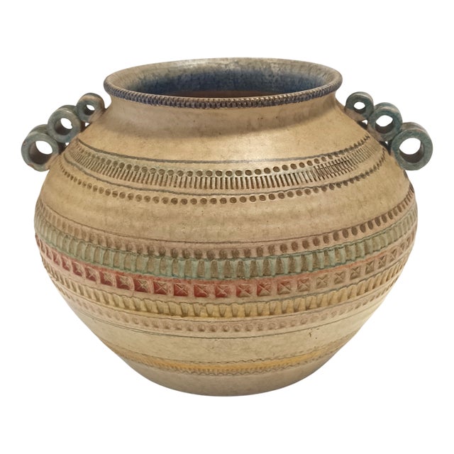 Modeled and Hand-Painted Earthenware Vase by Italica Ars, 1960s For Sale