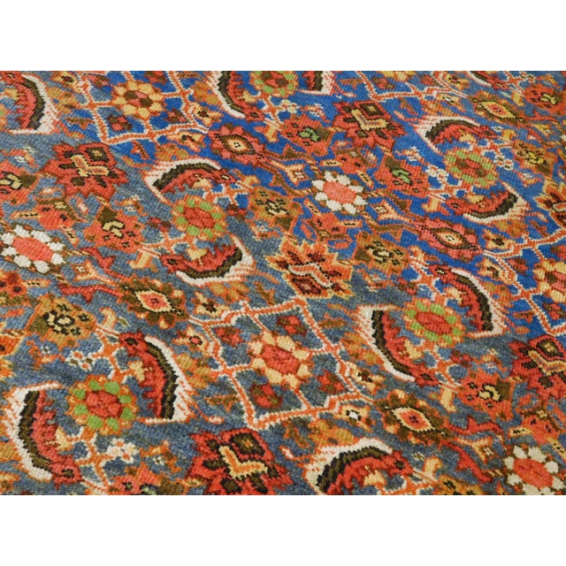 Blue Antique Hand-Knotted Persian Sultan Abad Rug. 8'10"x 13' For Sale - Image 8 of 11