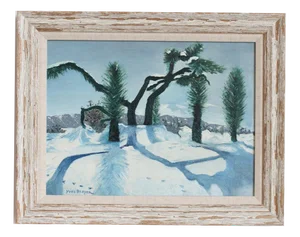 Yves Brayer, Snow in Provence, 1960s, Oil on Board
