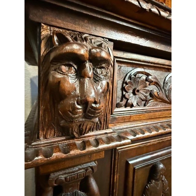 **Rare Antique MASTERPIECE**Renaissance Revival Sideboard in Solid Walnut** Obo** For Sale In Denver - Image 6 of 8