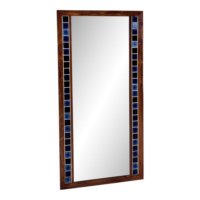 Rosewood & Tile Mirror For Sale