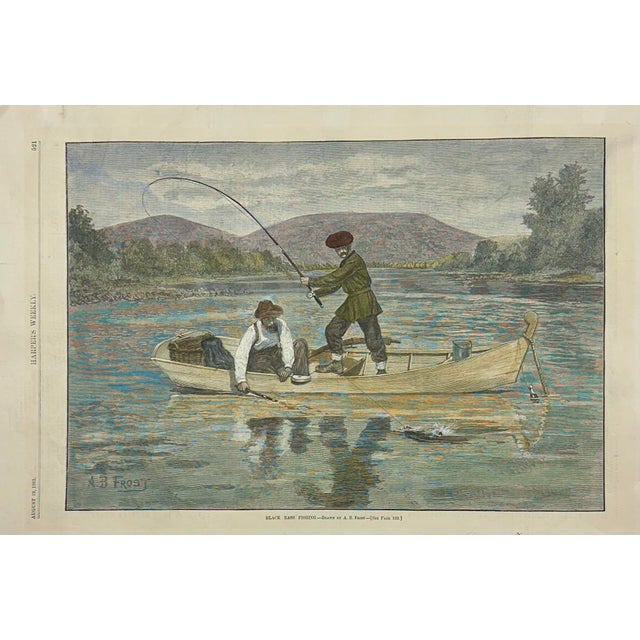 Illustration Black Bass Fishing After Ab Frost Original Print, 1882 For Sale - Image 3 of 4