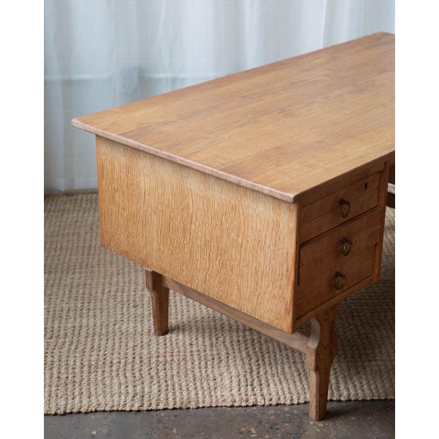 Henning Kjaernulf 1970s Attributed to Henning Kjaernulf Danish Modern Oak Double Sided Writing Desk For Sale - Image 4 of 12
