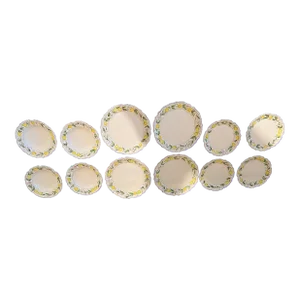 Late 20th Century Robb & Stucky Hand Painted Lemon and Floral Pattern Dinner & Salad Plate Set, Made in Italy- 12 Pieces