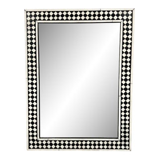 Art Deco Style Black & White Resin Diamond Design Wall, Table or Mantel Mirror For Sale