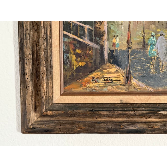 Vintage Framed European Street Scene Impasto Oil Painting For Sale - Image 4 of 6