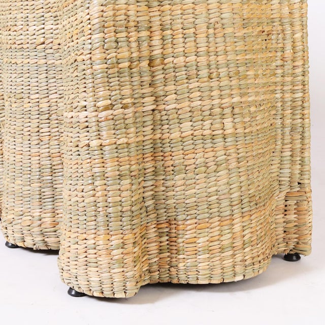 Woven Reed Ghost Drapery Console With Flat Back For Sale - Image 9 of 9