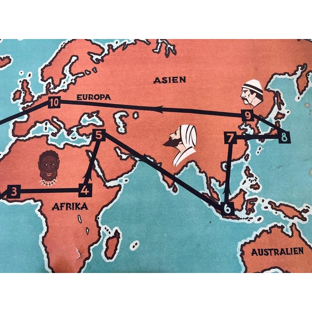 Blue Vintage German Airship Travel Poster, 1930s For Sale - Image 8 of 10