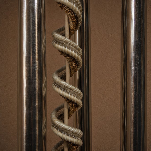 Silver Vintage Italian Space Age Floor Lamp in Chrome and Glass, 1970s For Sale - Image 8 of 17