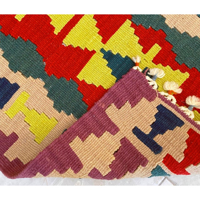 1980s Hand Woven Colorful Kilim Small Rug | Chairish