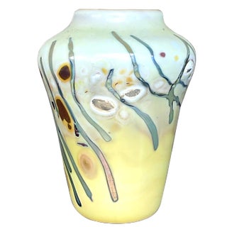 Vintage Boho Abstract Art Glass Vase For Sale