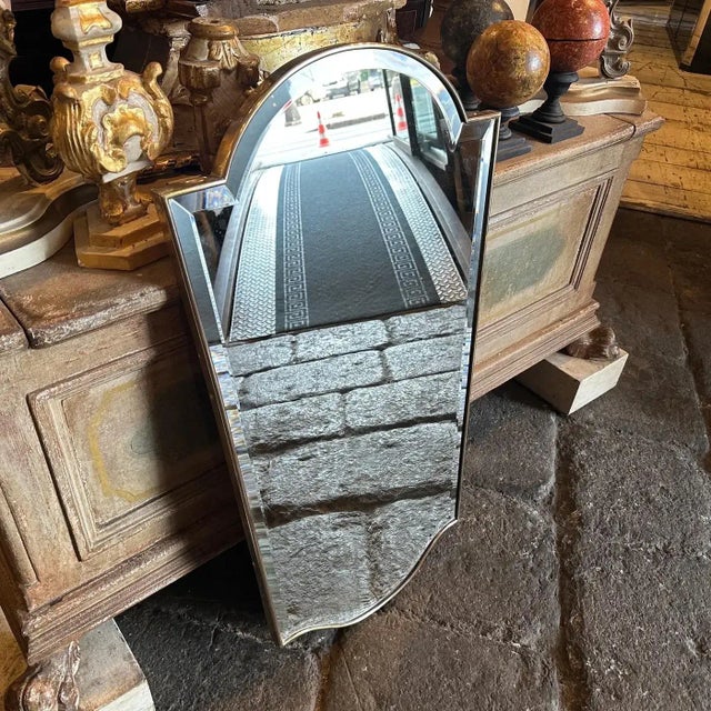 1950s Gio Ponti Style Mid-Century Modern Brass Italian Wall Mirror For Sale - Image 6 of 15