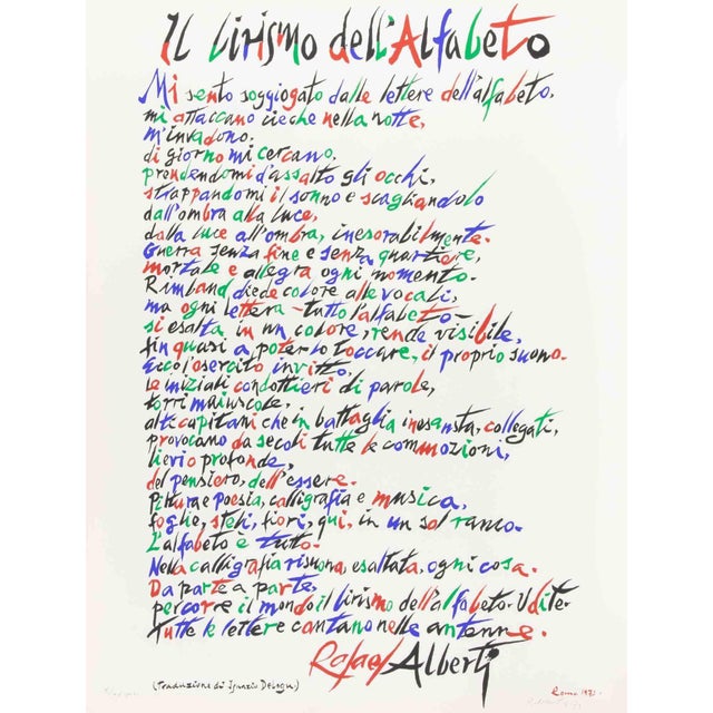 Rafael Alberti, The Lyricism of Alphabet, 1972, Lithograph For Sale - Image 4 of 4